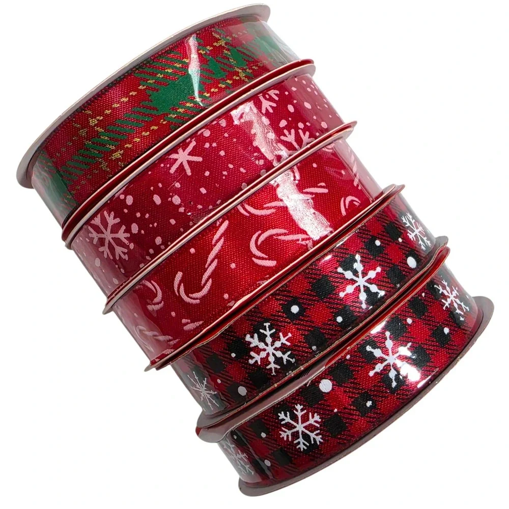Christmas Unwired Ribbon Lot 19 Spools 88 Yds Holiday Gift Wrap Crafts Scrapbook